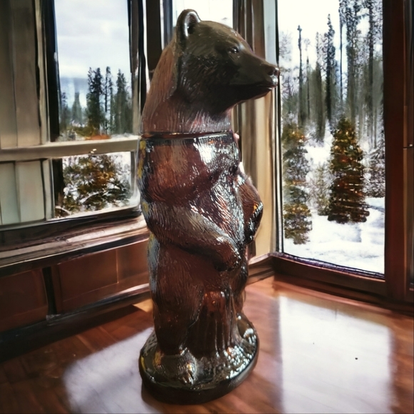 Vtg Avon Kodiak Bear Wild Country Aftershave 6 Oz Bottle Decanter Amber - Picture 2 of 7